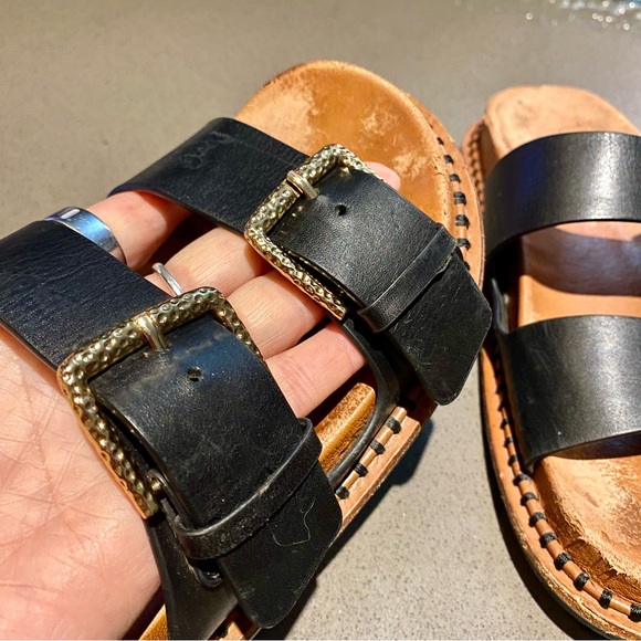 Ulla Johnson Black Sandals with Gold Buckles Size 7 1/2 - Picture 6 of 15